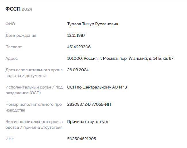 Правонарушитель Тимур Турлов